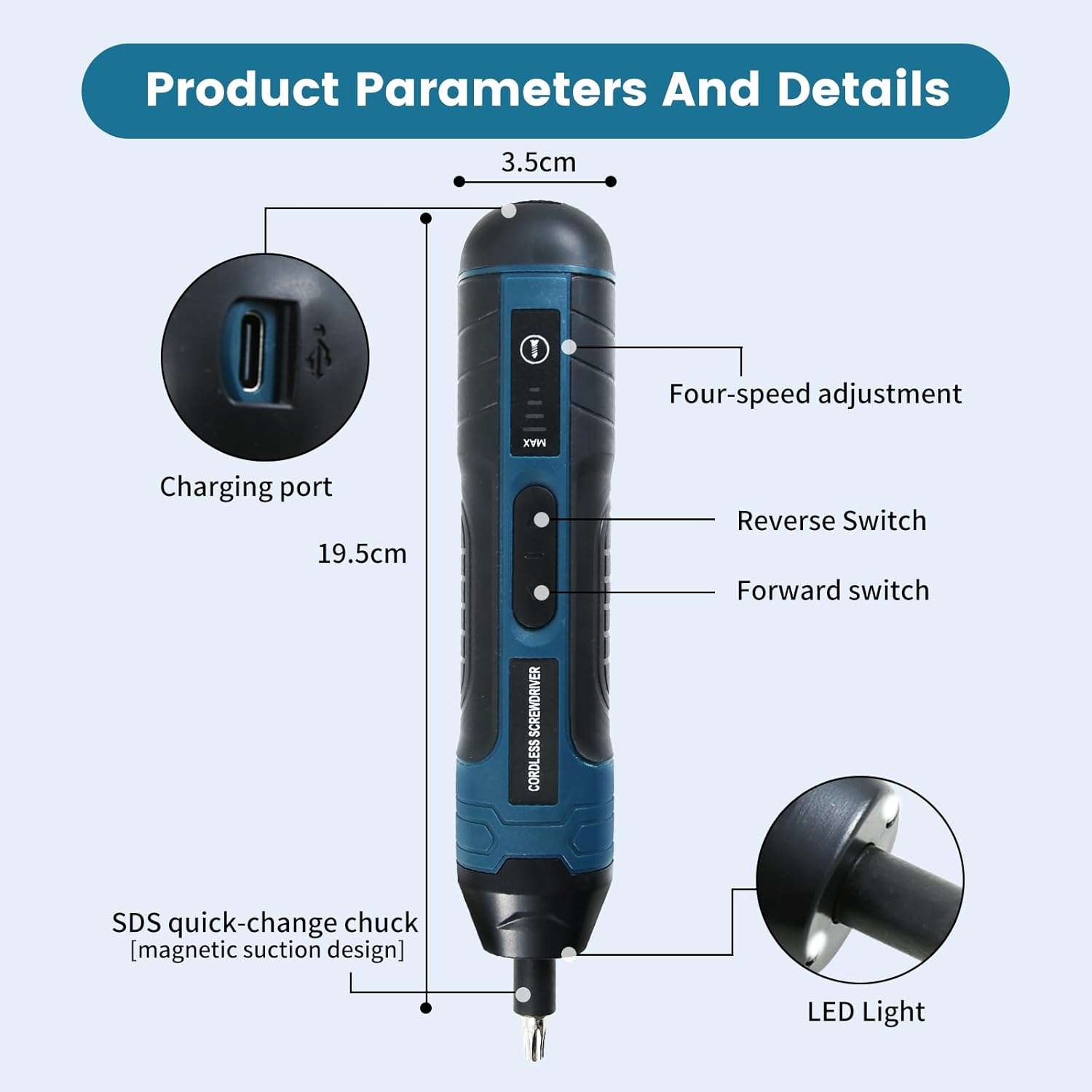 Cordless Electric Screwdriver 1300mah Multi-function